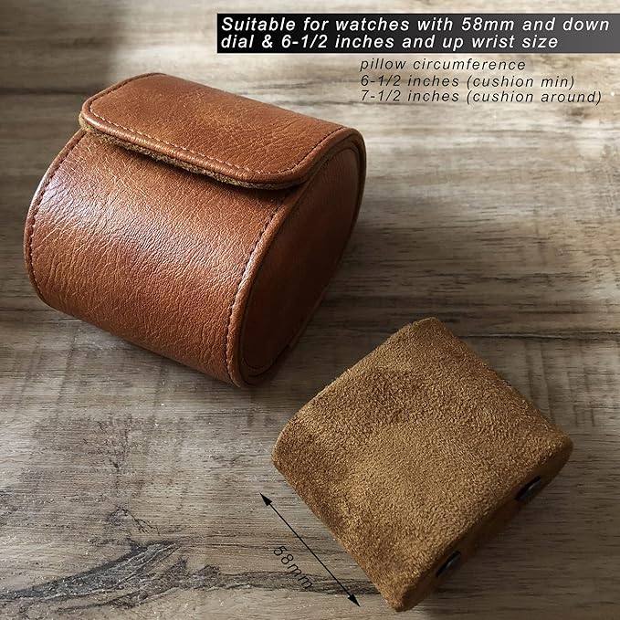 Longjet Watch Roll Travel Case for Men Portable Watches Organizer Box with Removable Velvet Pillow Holder (1 Slot Brown)