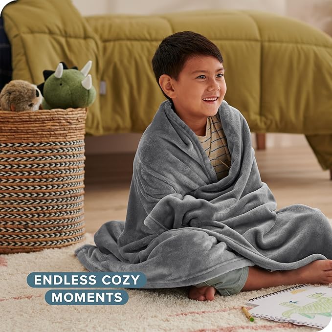 Bare Home Fleece Blanket - Baby Size - Ultra-Soft Lightweight for Bed, Sofa, and Couch - Luxury Microplush - Cozy Warm Blanket (Baby, Grey)