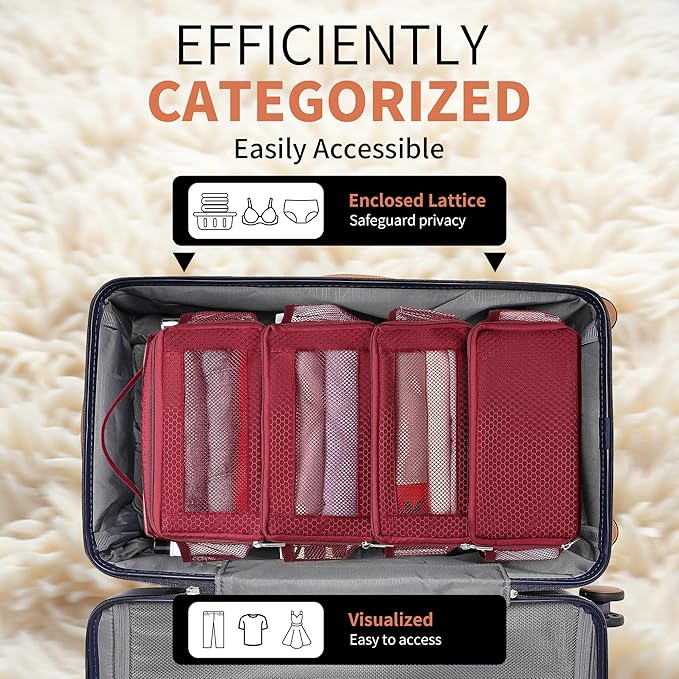 Suitcase Organizer Travel Bags Organizer for Luggage Compression Hanging Packing Cubes for Travel Carry on Closet (Bag Only)