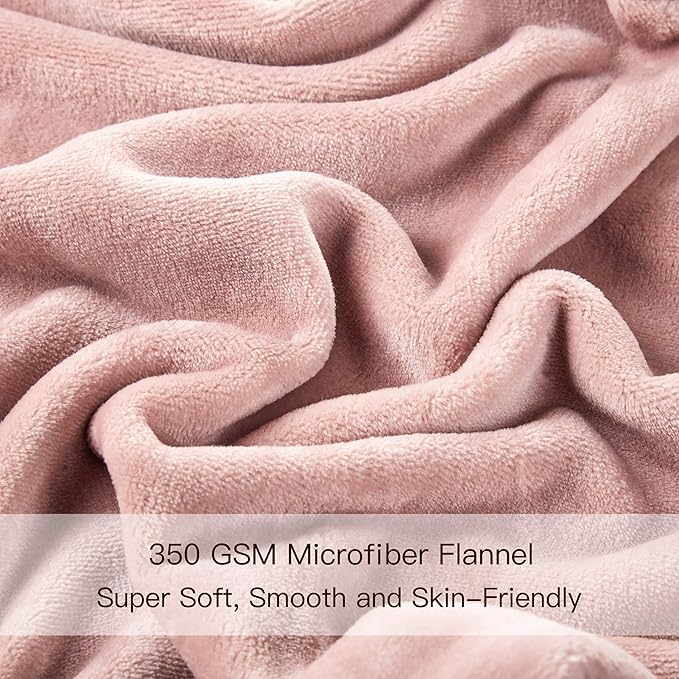 Surii Home Luxury Microfiber Flannel Blanket, Super Soft, Warm, Cozy, Fluffy, and Breathable, Perfect Throws for Bed, Couch, Sofa, for All Season Use. 350GSM Travel Size 50x60 Inches(Sepia Rose)