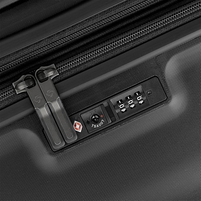 Samsonite Elevation Plus - Carry-On Hardside Luggage - Scratch Resistant Polypropylene Shell, RightHeight™ Adjustable Handle, Integrated AirTag Holder, TSA Lock, WetPak™ Compartment - Triple Black