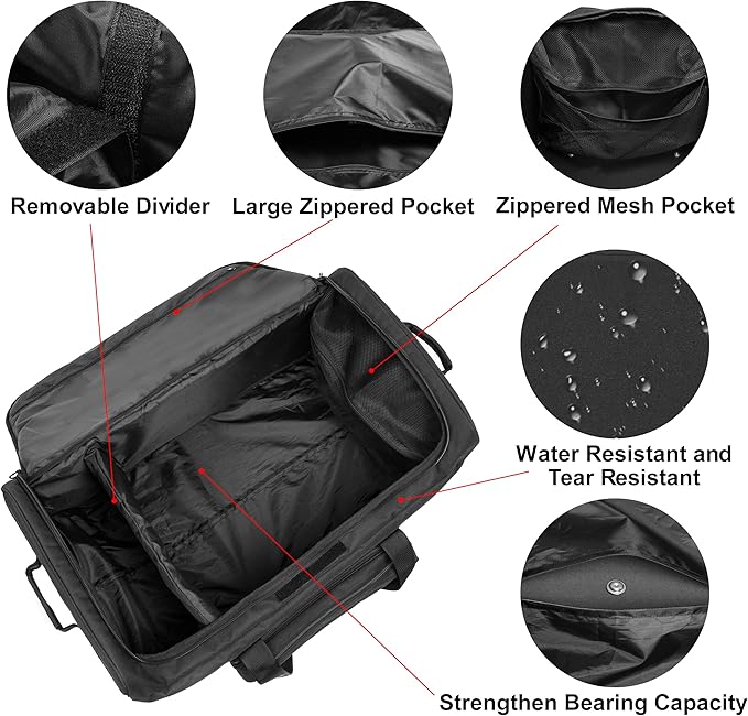 Mountain Land 120L Tactical Duffle Bag Rolling Duffle Bag with Wheels And Handle(Black)