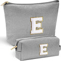 YOOLIFE Birthday Gifts for Women - 21st, 30th, 50th Birthday Gifts for Her, Mom, Sister, Friend - Cute Initial Makeup Bag, Cosmetic Bag - Black