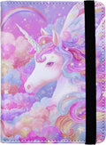 Passport Holder for Women and Men PU Leather Passport Cover for Travel (White Horse)