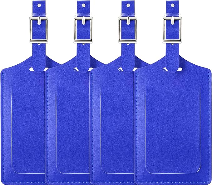 Travelambo Luggage Tags for Suitcases PU Leather Travel Tags Bag Tags Privacy Protection Travel Essentials