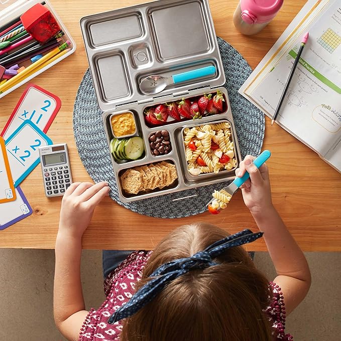 PlanetBox Rover Stainless Steel Bento Box Style Lunch Box for Kids with 5 Compartments – Durable, Dishwasher Safe & BPA-Free Food Container