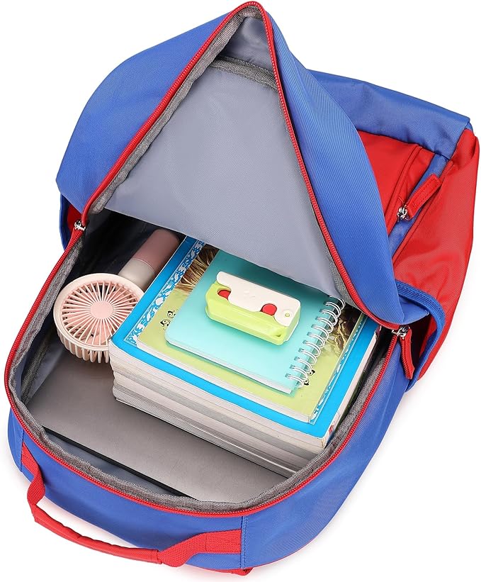Lightweight Kids Backpack for School Kindergarten Elementary Backpacks for Boys Ages 6-8-10 (Red Navy Blue)