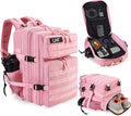 LHI Military Tactical Backpack for Men and Women 45L Army 3 Days Assault Pack Bag Large Rucksack with Shoe Compartment - Pink