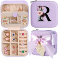 AYGXU Travel Jewelry Box for Women and Girls - Small Case With Initial A-Z - Teacher Gifts