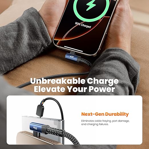 USB C Cable 10ft 100W Right Angle Fast Charging Cord, Nylon Braided USB 2.0 Cable for iPhone 17 16 15 Pro Plus Pro Max Air, iPad Pro, Samsung Galaxy S24 S23, Switch, MacBook Pro, Pixel