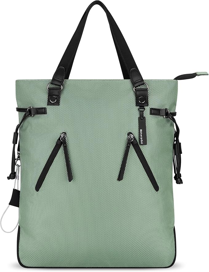Sherpani Tempest, Anti Theft Convertible Backpack Tote, 14L Travel Backpack, Travel Gifts for Women, Handbags, RFID Protection, Metal Hardware, Fits 15” Laptop (No Sleeve) (Aloe Mist)