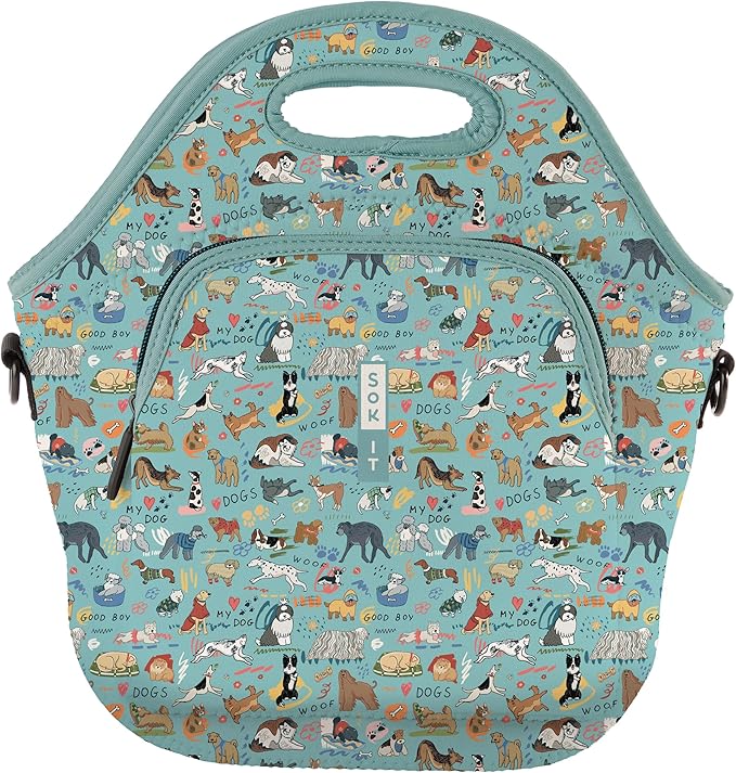 Sok It LunchTote Zippered Bag Insulated Neoprene Caddy (Dog Days Forever, X-Large 6.5 Quart Lunch Tote)