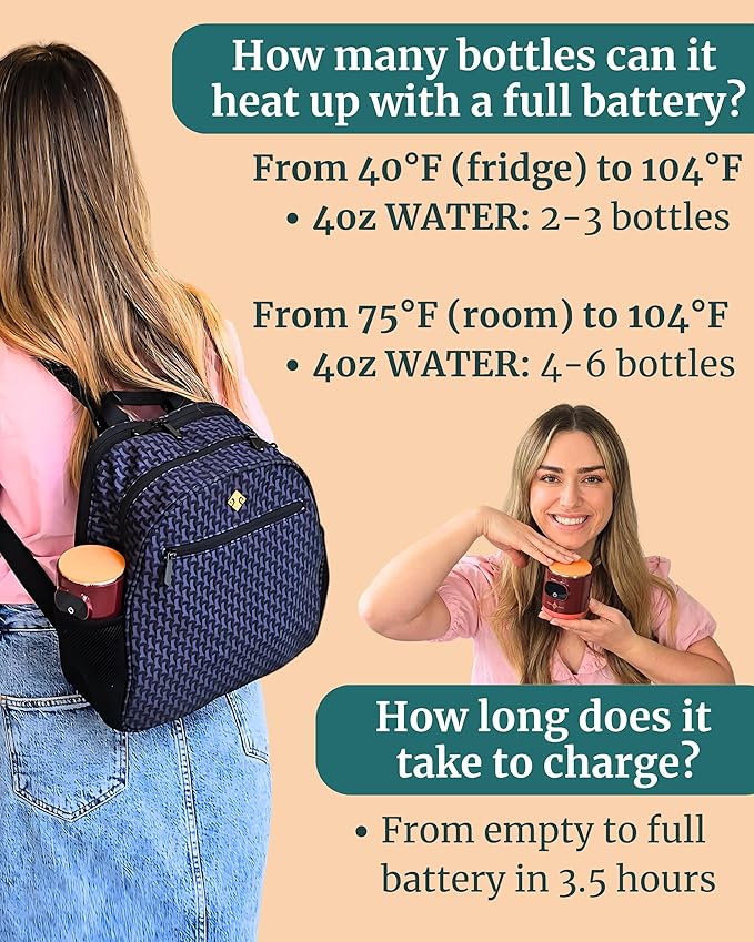 Portable Bottle Warmer - On The Go & for Travel - Baby Bottle, Breastmilk & Formula - Battery Powered & Operated, Cordless - Fits Dr Brown, Comotomo & Others
