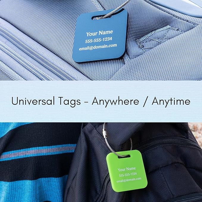 Custom Luggage Tags (3 or 6 Pack) - Personalized Unique Suitcase & Backpack Travel, Durable, Waterproof & Heavy Duty (Dark Blue)