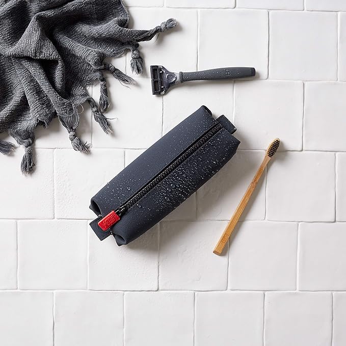 TOOLETRIES The Koby Mini Dopp Bag - Silicone Toiletry Organizer, Bathroom Travel Bag - Features Heavy-Duty Zipper, Leak Resistance, Easy to Clean - Charcoal