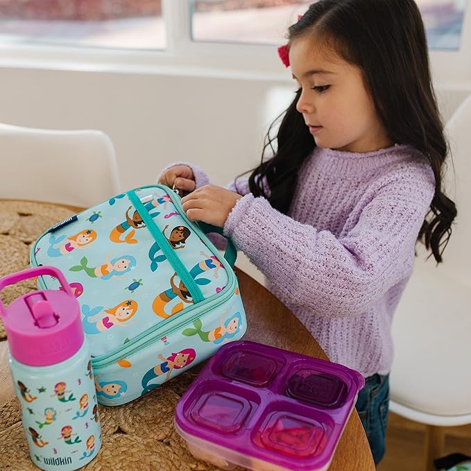 Wildkin Kids Insulated Lunch Box – Durable and Reusable for School & Travel - Mermaids