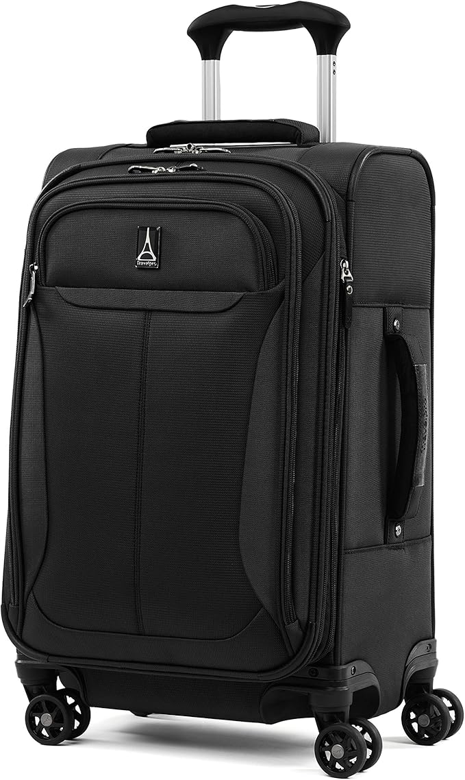 Travelpro Tourlite Softside 2-Piece Set, Expandable Luggage with 4 Spinner Wheels, Lightweight Suitcase, 21" Carry-On, 25" Checked Medium, Black