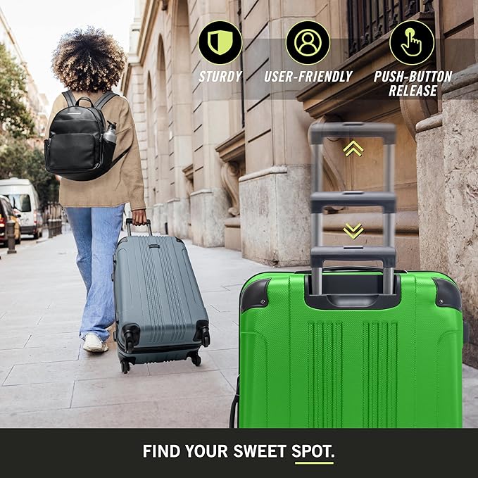 Kenneth Cole REACTION Out of Bounds Lightweight Hardshell 4-Wheel Spinner Luggage, Kelly Green, 20-Inch Carry On