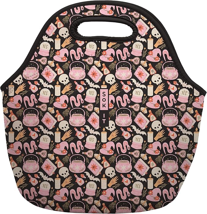 Sok It LunchTote Zippered Bag Insulated Neoprene Caddy (Spellbound, Large 4.5 Quart Lunch Tote)