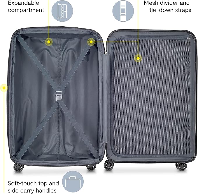 Delsey Luggage Aero 2 Piece Set (21" & 25") Spinner Suitcase (Titanium)