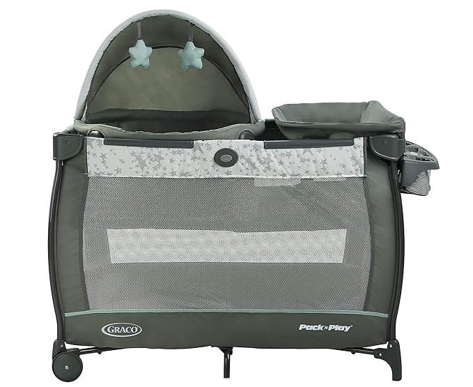 Graco Pack ’n Play Travel Dome Playard, Portable Bassinet with UV Canopy, Full‑Size Infant Bassinet, Diaper Changer