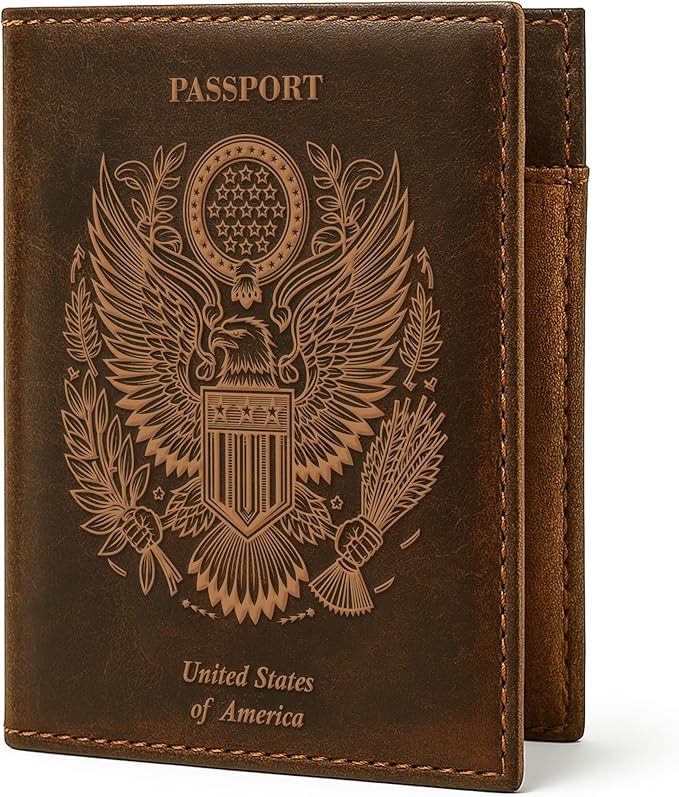 LEATHER VILLAGE Leather Passport Holder Cover – Travel Wallet with Card Slots, Vintage Passport Case for Men & Women – Cute Organizer for Travel Accessories & Documents - Distressed Brown