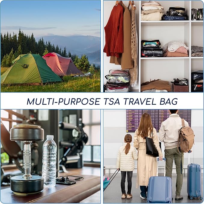 TSA Approved Toiletry Bag 3-1-1 Clear Travel Cosmetic Bag with Handle - Quart Size Bag with Zipper - Carry-on Luggage Clear Toiletry Bag for Liquids - Airport Airline TSA Compliant Bag for Man Women