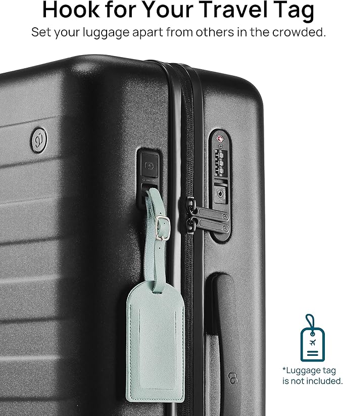 Carry on Luggage 22 X 14 X 9 Airline Approved, 20 Inch Luggage for 3-5 Days Travel, Double Spinner Wheels, 100% Hardshell PC, TSA Lock (11-Pirate Black (USB Port), Checked 24-Inch)