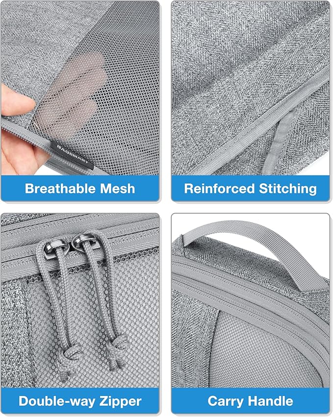 BAGSMART Compression Packing Cubes for Travel, 6 Set Travel Packing Cubes for Carry on Suitcases, Compression Travel Cubes & Suitcase Organizer for Packing with Shoe Bag Grey