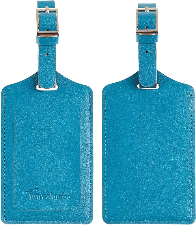 Travelambo Luggage Tags for Suitcases PU Leather Travel Tags Bag Tags Privacy Protection Travel Essentials
