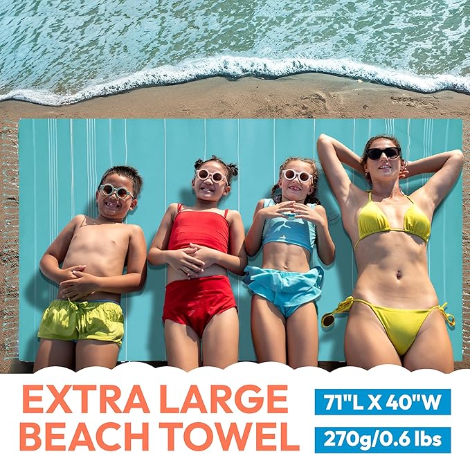 Turkish Beach Towel - 40x71 inch Oversized Sand Resistant Prewashed Turkish Towel - 100% Turkish Cotton Quick Drying, Compact, Lightweight Turkish Towel for Beach, Bath, Pool, Gym, Yoga.