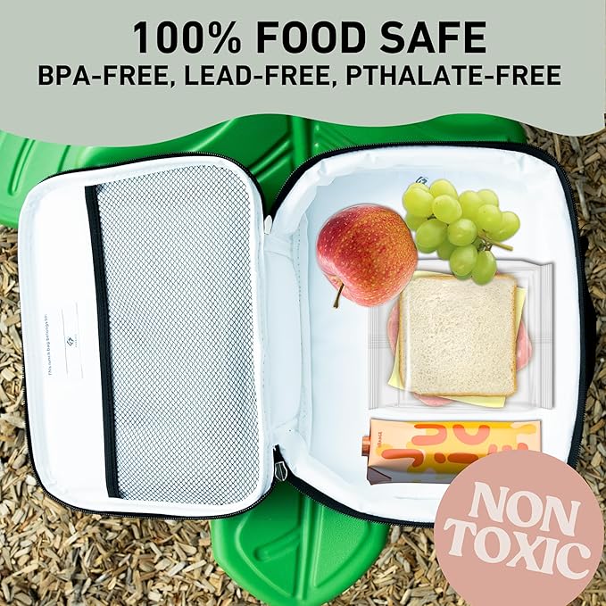 Fenrici Black Lunch Box for Boys, Girls, Kids, Teens, Men, Women Insulated Lunch Bag, Soft Sided Compartments, Spacious, BPA Free, Food Safe, 10.8in x 8.5in x 2.8in, Black
