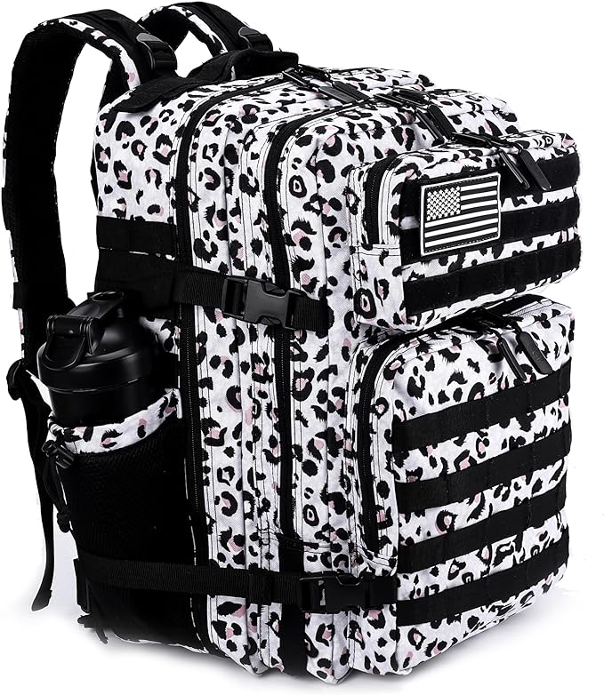 LHI Military Tactical Backpack for Men and Women 45L Army 3 Days Assault Pack Bag Large Rucksack with Molle System - Leopard