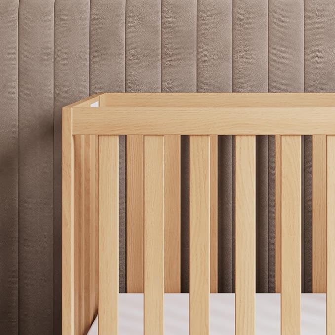 Foundations Travel Sleeper Wood Compact Folding Crib with 2” InfaPure Foam Crib Mattress and Commercial Grade Casters for Hotels, Natural