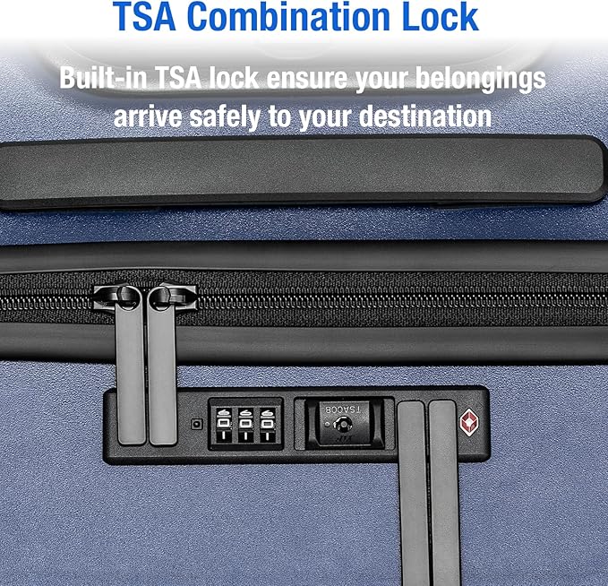 KYME 30-Inch Large Checked Luggage, 100% PC Hardside Suitcase with TSA Lock & Double Spinner Wheels, Durable Travel Hard Shell for Men & Women, Navy