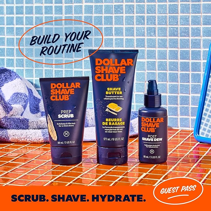 Dollar Shave Club | The Guest Pass Shave Set | 2 Swift Rinse Refill Cartridges, 1 Handle (Blue), 1 Razor Cover, Razors for Men