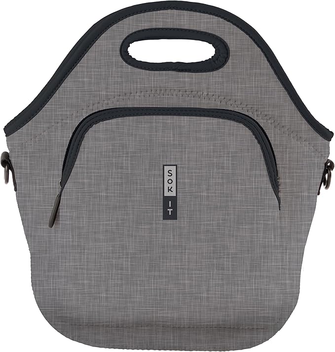 Sok It LunchTote Zippered Bag Insulated Neoprene Caddy (Anthracite, X-Large 6.5 Quart Lunch Tote)