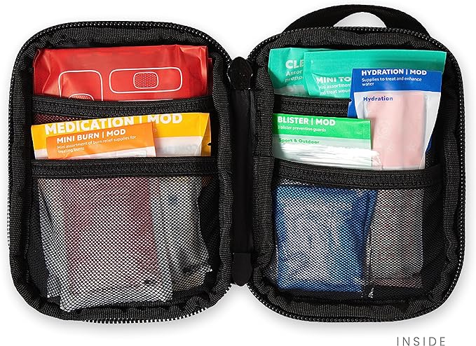 My Medic Sidekick - Camping Hiking and Backpacking First Aid Kit - 70 Items - HSA and FSA Eligible - Small Ifak Great for Travel or Motorcycle - Portable Emergency Kit – Black