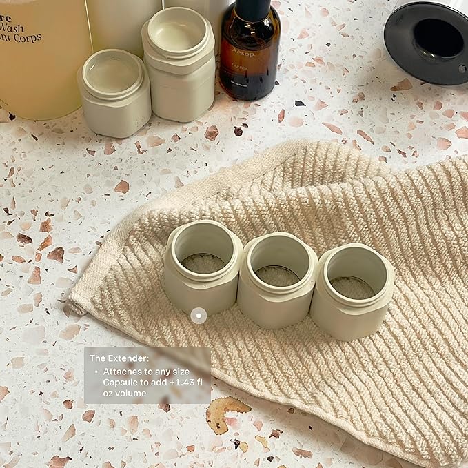 Cadence Extender - Add On to Any Flex Magnetic Containers with Lids,Extension to Travel Bottles for Toiletries - Carry On Travel Essentials For Women/Men - Adds Additional 1.43 fl oz - 3pk, Sand
