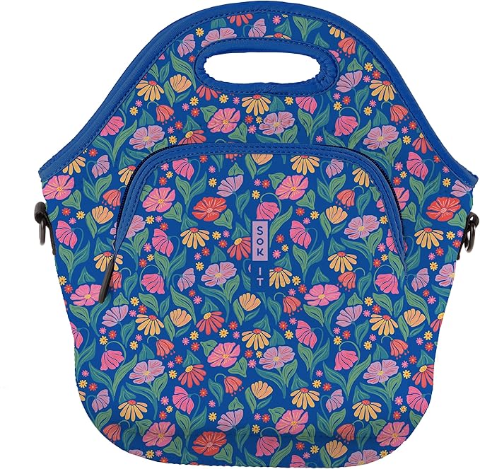 Sok It LunchTote Zippered Bag Insulated Neoprene Caddy (Fairy Flora, X-Large 6.5 Quart Lunch Tote)
