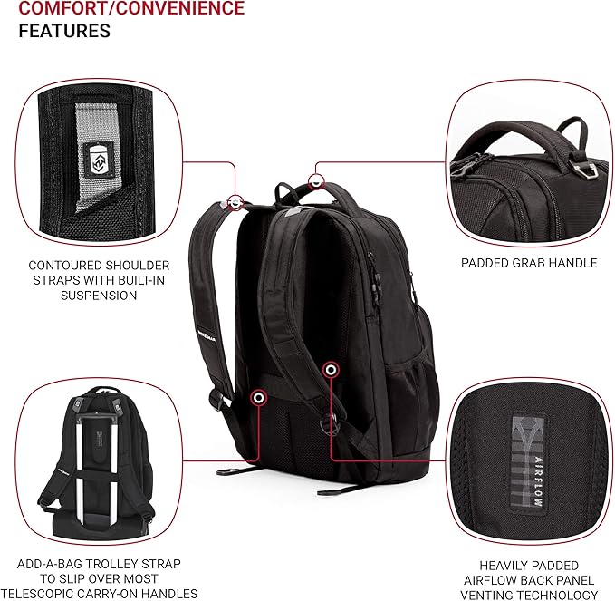 SwissGear 5698 Laptop Backpack, Black, 17-Inch
