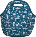 Sok It LunchTote Zippered Bag Insulated Neoprene Caddy (Happy Sharks, Large 4.5 Quart Lunch Tote)