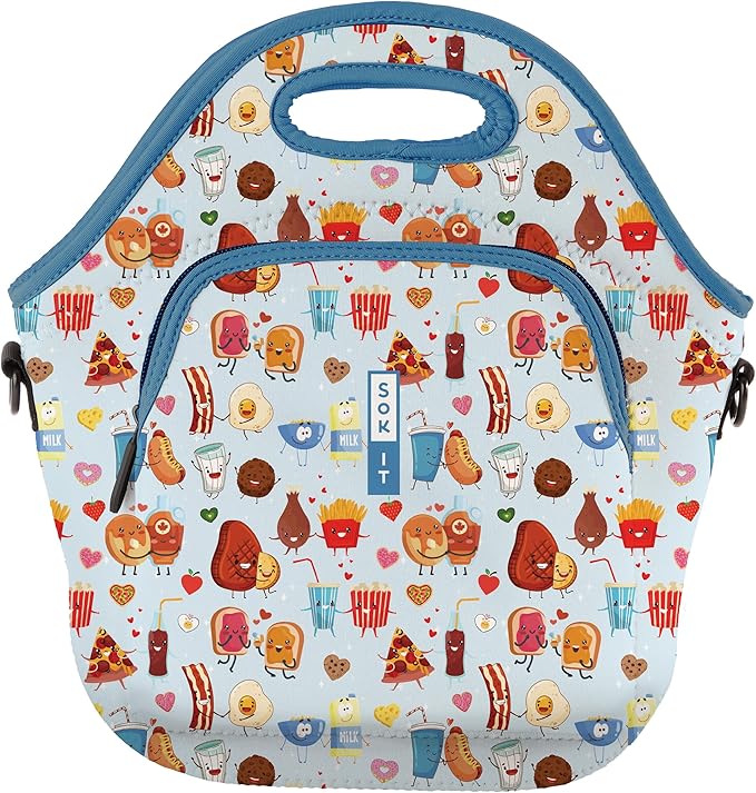 Sok It LunchTote Zippered Bag Insulated Neoprene Caddy (Bestie Bites, X-Large 6.5 Quart Lunch Tote)