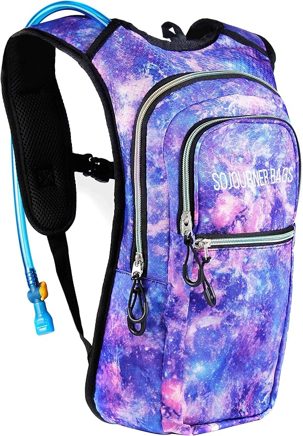 Sojourner Hydration Pack, Hydration Backpack - Water Backpack with 2l Hydration Bladder, Festival Essential - Rave Hydration Pack Hydropack Hydro for Hiking, Running, Biking, Festival Gear
