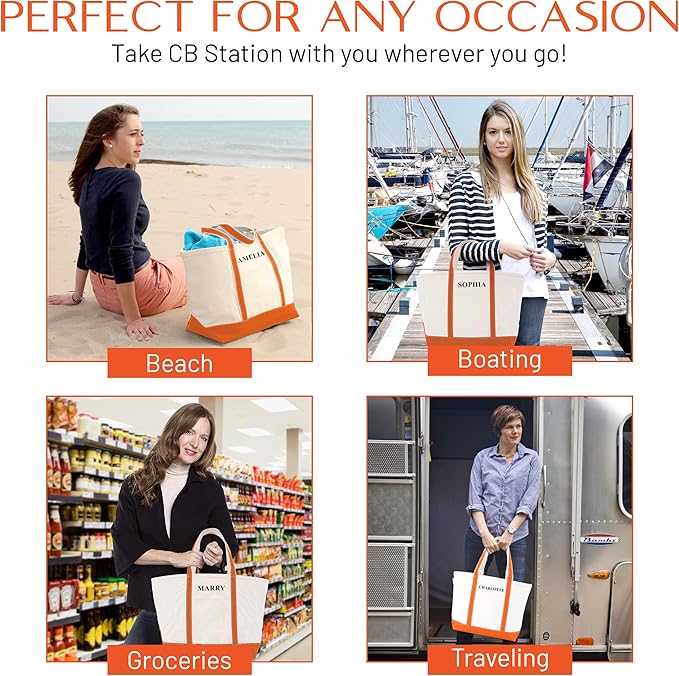 CB STATION Medium Classic Canvas Tote Bag for Women, Top Zipper Closure, Outer Pocket, Daily Essentials, Groceries, Traveling