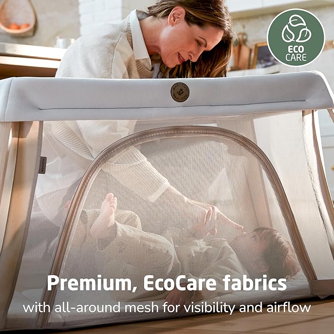 Maxi-Cosi Calao Travel Playard, Infant Bassinet, Toddler Playpen, Portable, Lightweight, Foldable, Easy Setup, with Carry Bag, Breathable Mesh, Classic Graphite