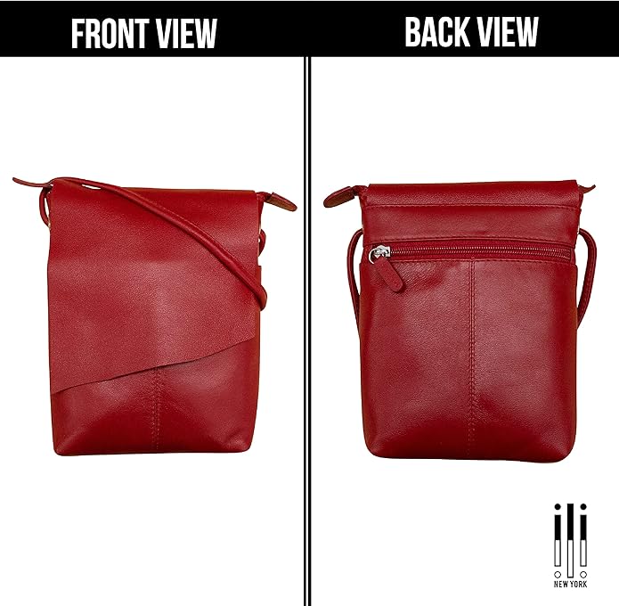 ili New York Leather Mini Sac Crossbody - Genuine Leather Crossbody Bags for Women with RFID Blocking, Adjustable Strap