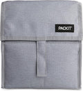 Packit® Freezable Lunch Bag, Gray Fog, Built with ECOFREEZE® Technology, Foldable, Reusable, Zip and Velcro Closure with Buckle Handle, Designed for Work Lunches and Fresh Lunch On the Go