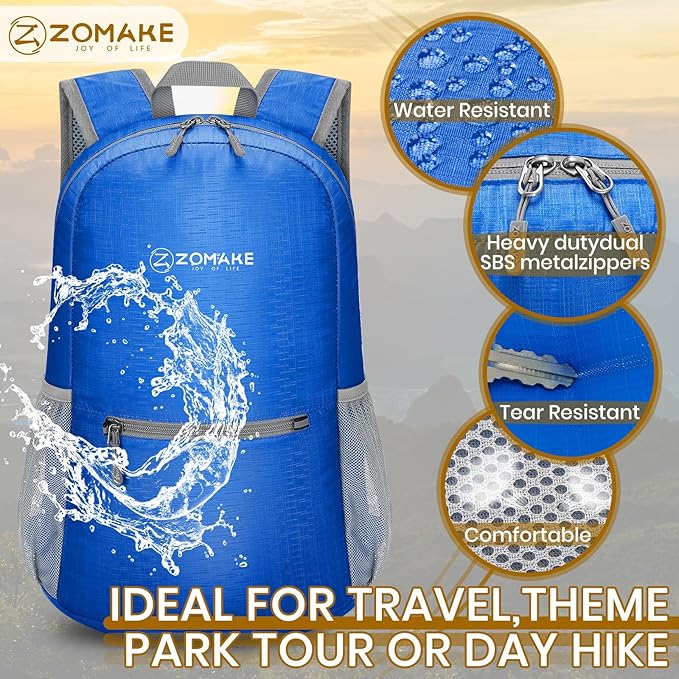 ZOMAKE Ultra Lightweight Hiking Backpack 20L - Packable Small Backpacks Water Resistant Daypack for Women Men(DodgerBlue)
