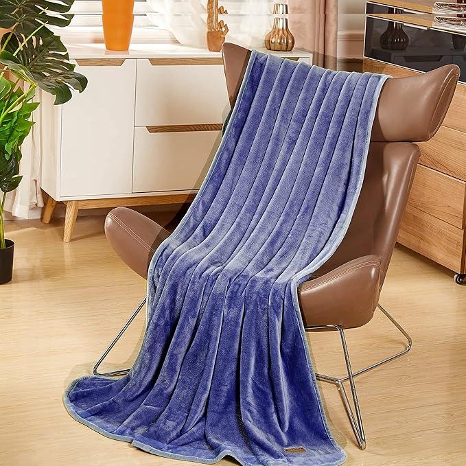 Surii Home Luxury Microfiber Flannel Blanket, Super Soft, Warm, Cozy, Fluffy, and Breathable, Perfect Throws for Bed, Couch, Sofa, for All Season Use. 350GSM Queen Size 90x90 Inches(Navy Blue)